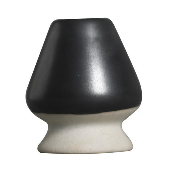 Porta té de cerámica, ceremonia del té, soporte para recipientes para matcha, soporte para chasen En blanco y negro