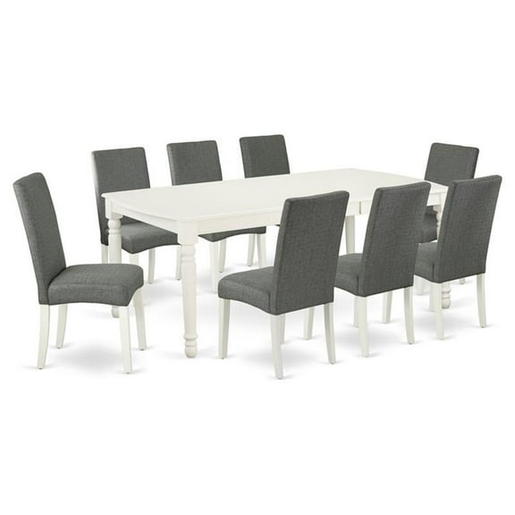 Pemberly Row 9-piece Wood Dining Set in Linen White/Gray