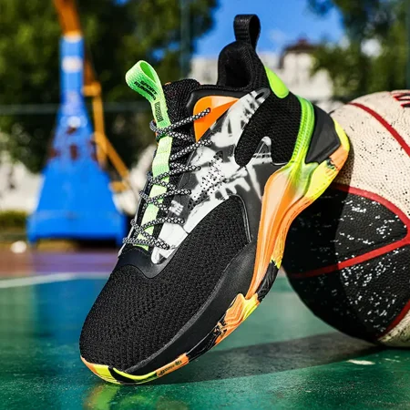 

Men‘s Basketball Shoes Trendy Cushioned Knit Breathable Comfortable Non-Slip Running Shoes Athletic Sneakers Men‘s Footwear