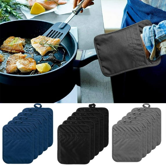 Shenmeida 5Pcs Anti-slip Cotton Breathable Oven Mitts Pot Holders Heat Resistant Safe Cooking Baking Grilling