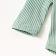 thumbnail image 5 of NOLDARES Newborn Baby Girl Clothes Ribbed Long Sleeve Ruffle Romper Bell-Bottom Pants Headband Set 3Pcs Fall Winter Outfits(Green,6-9 M), 5 of 8