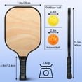thumbnail image 3 of Pickleball Paddles Set Of 1, Fiberglass Surface, Wood Grain Print, 1 Paddle, 2 Balls & Bag, 3 of 5