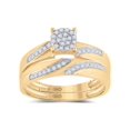 thumbnail image 2 of FB Jewels 10kt Yellow Gold His Hers Round Diamond Cluster Matching Wedding Set 1/2 Cttw Size 5, 2 of 4