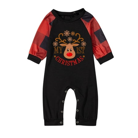 

Spftem Christmas Family Matching Outfits Loungewear Pajama Set Romper Jumpsuit Long Sleeve Deer Printed Christmas Pajamas For Family