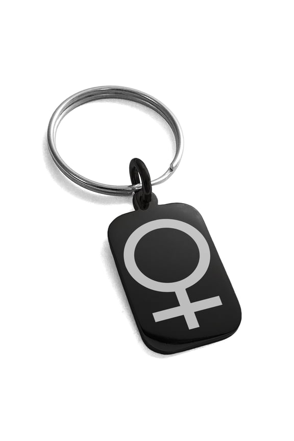 Stainless Steel Solar System Planetary Venus Engraved Small Rectangle Dog Tag Charm Keychain Keyring
