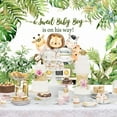 thumbnail image 6 of Safari Baby Shower Backdrop A Sweet Baby Boy is On His Way Photography Background for Boys Jungle Cartoon Animals Palm Leaves Baby Shower Party Decorations Banner Photo Booth Props, 6 of 6
