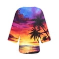 thumbnail image 5 of Clearance Clothes Pitauce Lightweight Cardigan for Women Tropical Print Puff Sleeve Chiffon Kimono Cardigan Summer Sun Protection Open Front Sheer Blouse Tops, 5 of 5