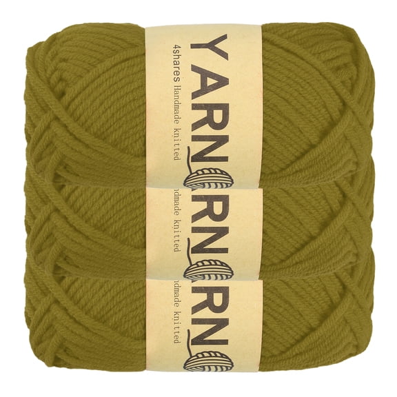 Uxcell 3Pcs Crocheting Yarn, 2mm Brown 100% Acrylic Yarn 76 g/2.6 oz Sport Weight Yarns Bulk Soft and Fluffy Yarns for Knitting DIY Crochet Crafts Blankets Gift,164 Yards Total