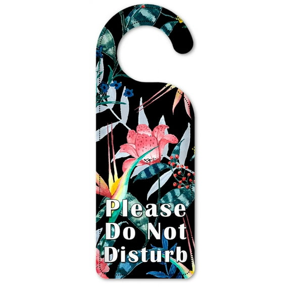 Do Not Disturb Door Knob Hanger Sign - Pink Hibiscus