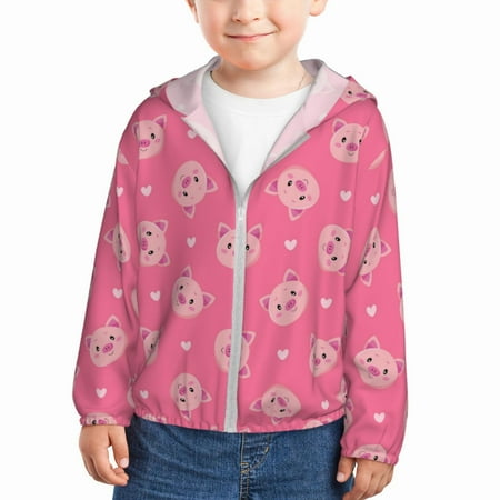 

Zeuib Cartoon Pigs and Hearts Print Girls & Boys Sun Protection Hoodie with UPF 50+ Children’s Quick-Dry Jacket Perfect for Outdoor Activities-4 Years