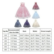IBTOM CASTLE Flower Girl Lace Dress for Kids Wedding Bridesmaid Pageant Party Formal Long Maxi Gown Princess Communion Tulle Bow Dresses 9-10 Years Blue