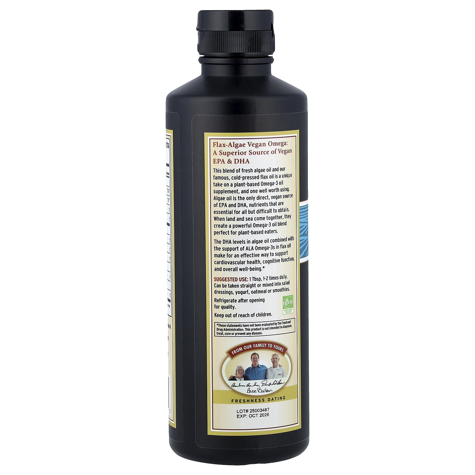 Barlean's Vegan Omega With Flax + Algae Oil, 16 fl oz (473 ml)
