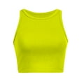 thumbnail image 4 of Women Summer Tops Short Tops Solid Women's Vest Color Sleeveless Tank Neck Round Women's Blouse Cheer Workout Shirts Workout Top Women Creme Color Casual Cute plus Size Bra Shelf Camisole Light Green, 4 of 5