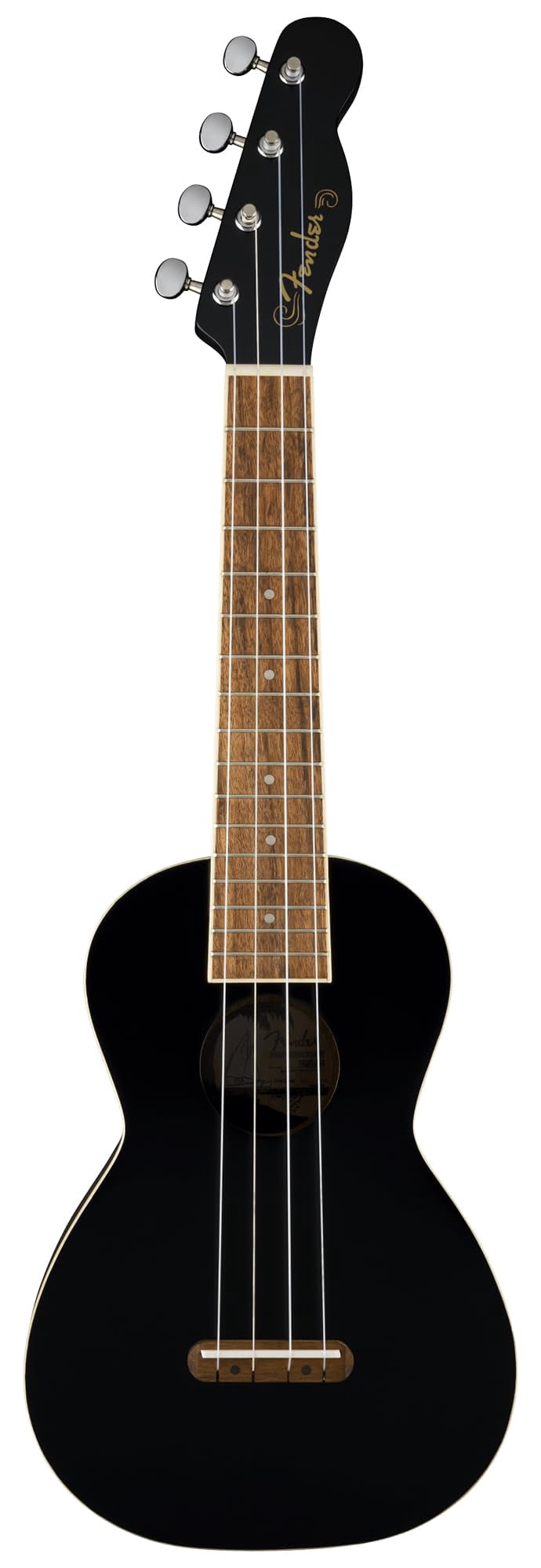 Fender Monterey Concert Ukulele - Black Bundle with Gig Bag, Tuner, and Austin Bazaar Instructional DVD