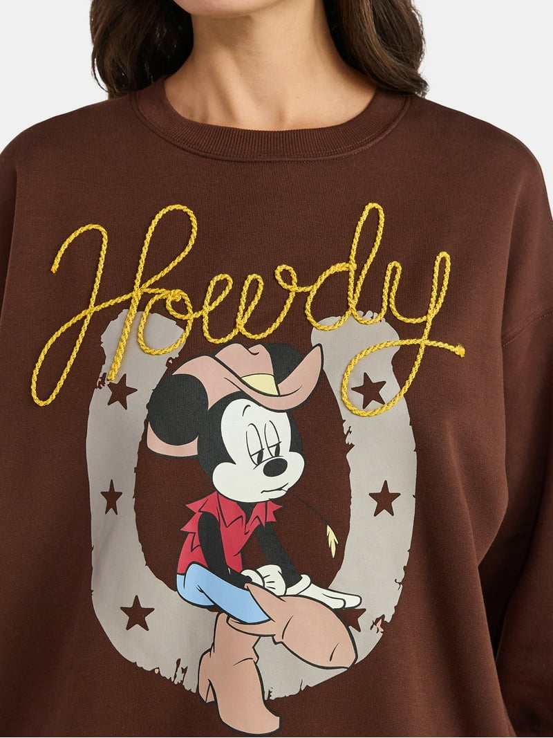 Disney Mickey Mouse Women's Embellished Howdy Graphic Sweatshirt