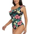 thumbnail image 2 of Haiem Green Tropical Leaves Women's One Piece Swimsuits Tummy Control One Shoulder Bathing Suits Ruffle Swimwear-XX-Large, 2 of 8
