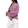 thumbnail image 3 of Lucakuins, camisa de manga larga para mujer, blusa de otoño de Color sólido, Jersey holgado calado, Tops informales, ropa de calle para discoteca Lucakuins  moda, 3 of 9