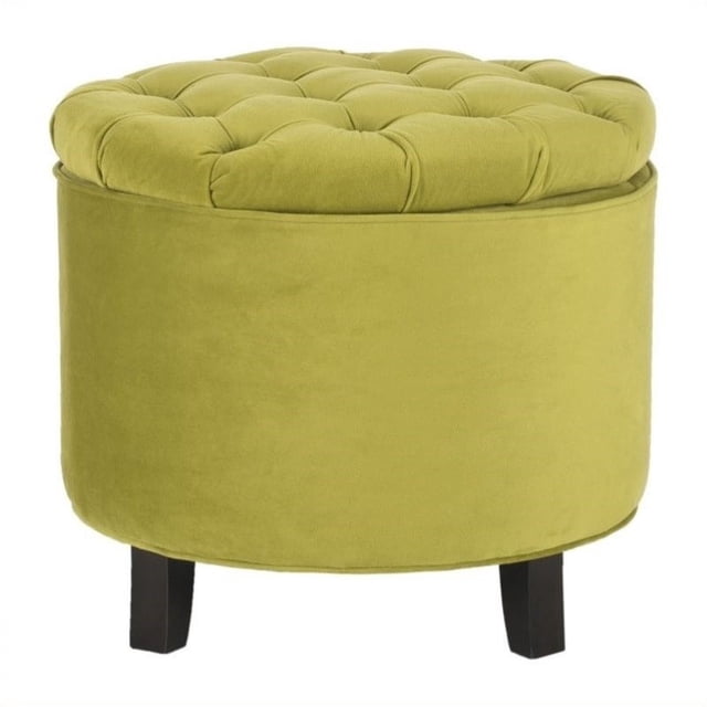 Hawthorne Collection Oak Tufted Storage Ottoman in Asparagus