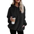 thumbnail image 1 of Womens Fuzzy Long Sleeve Drawstring Hoodies Sherpa Pullover Sweaters Winter Warm Tunic Tops Sweatshirts, 1 of 7