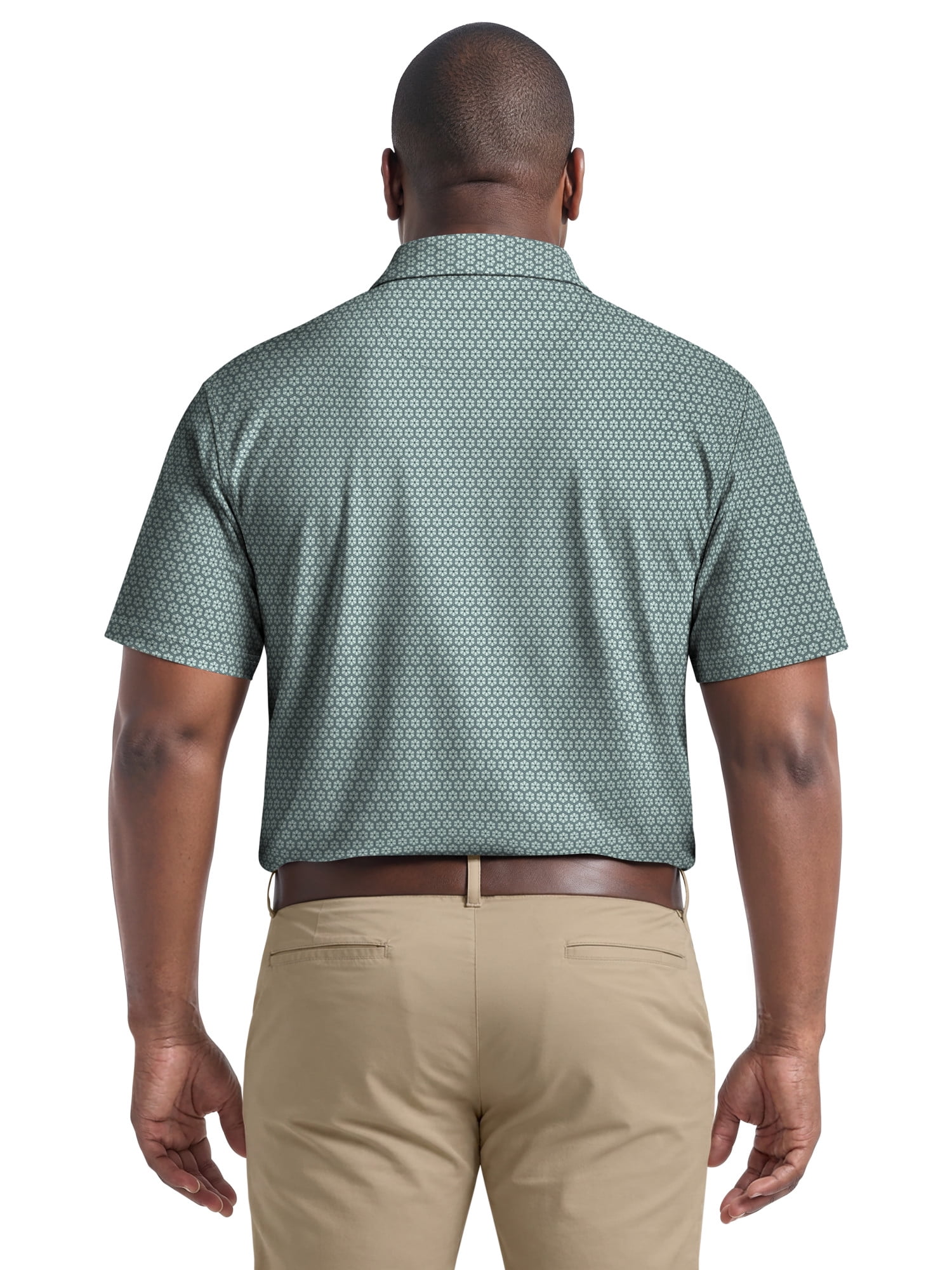 Ben Hogan Performance Men's & Big Men's Flower Geo Print Short Sleeve Golf Polo Shirt, Sizes S-4XLT