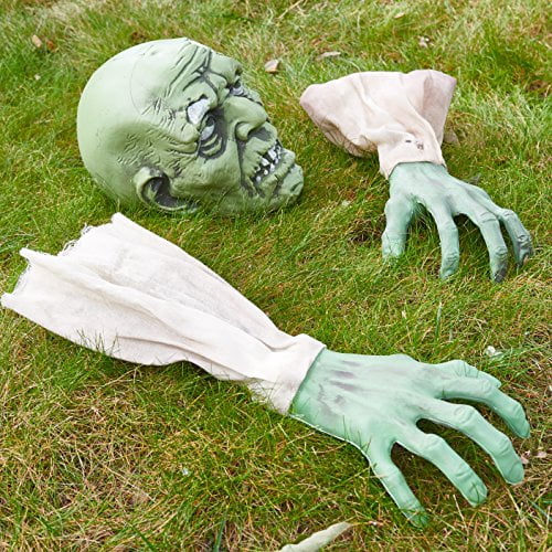 Prextex Halloween Zombie Visage et Bras Pelouse Piques pour les Meilleures Décorations Halloween Cimetière Dcor Halloween