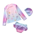 thumbnail image 2 of Uccdo Toddler Girls Rashguard Two Pieces Swimsuit Set Kids Cartoon Long Sleeve Bathing Suits Swimwear 1-10T, 2 of 2