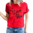 thumbnail image 2 of Fesfesfes Women Tees Women's Valentine's Day Love Printed Short Sleeved T-shirt Top Short Sleeved Round Neck Top/Shirt Workout T Shirts for Women S(US:4), 2 of 6