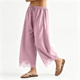 thumbnail image 5 of RUTAYY Women's Pants Knit Lace Capris Solid Color With Pockets Drawstring Elastic Waist Daily Wear Trendy Trip Trousers, 5 of 6