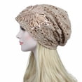 thumbnail image 3 of zobvuyeg Double Layer Hollow Out Sequins Turban Hats Slouchy Baggy Chemo Cap Beanie Cancer Hat Light Breathable Head Covers for Daily Life, 3 of 6