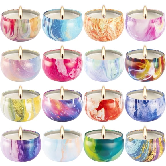 Velas aromáticas YOROXRG, paquete de 16 unidades, 75 ml, cera de soja natural con tarro de estaño