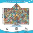 thumbnail image 2 of Multicolor Ethnic Geometric and Floral Pattern Hooded Bath Towel，60"x35" for Ages 3 To 12 Kids, Quick Dry Lightweight Soft Microfiber Hood Beach Towel Cover Up for Kids, 2 of 7