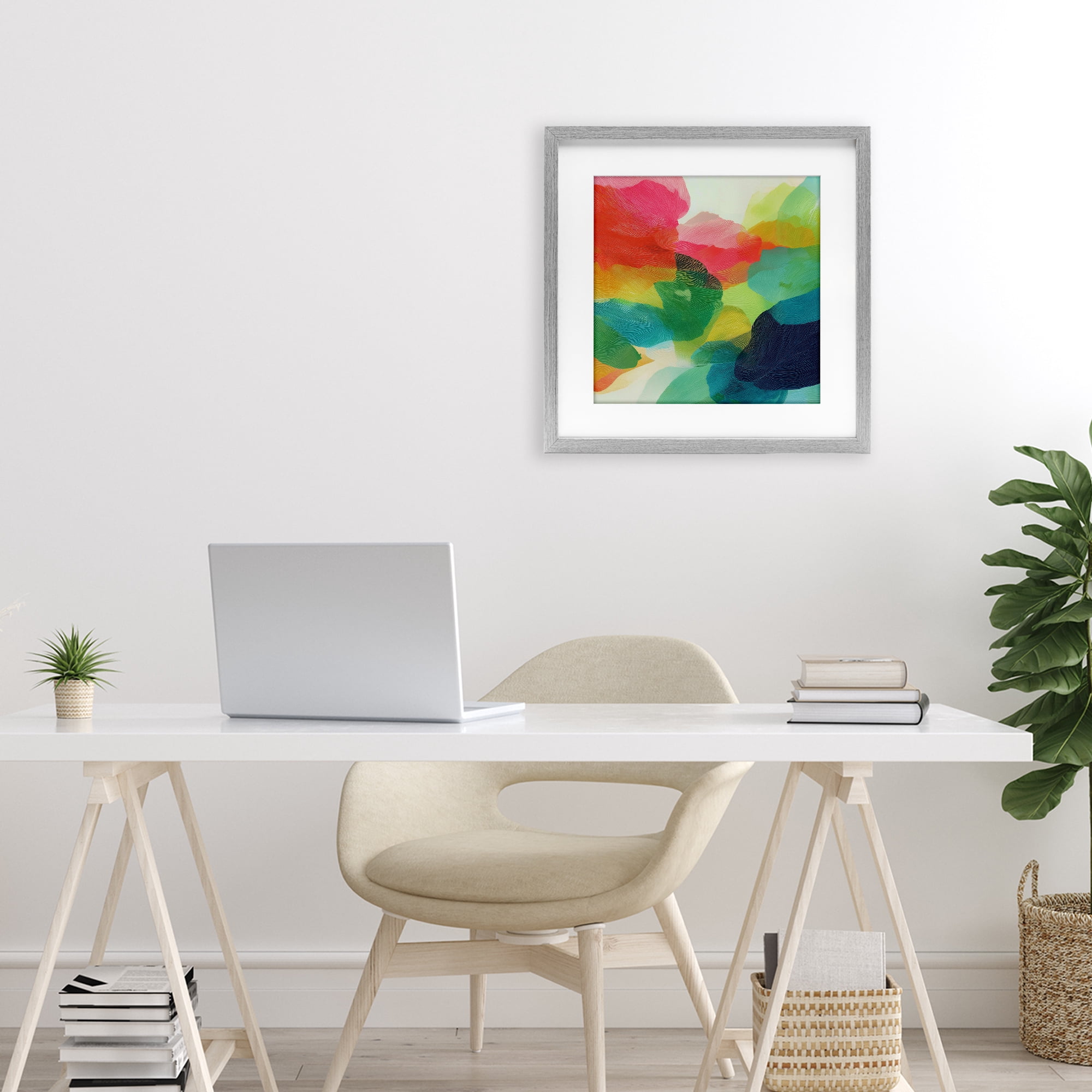 Stupell Industries Vivid Flowing Color Field Gray Framed Print Under Glass, design by Chromatic Storm Studio
