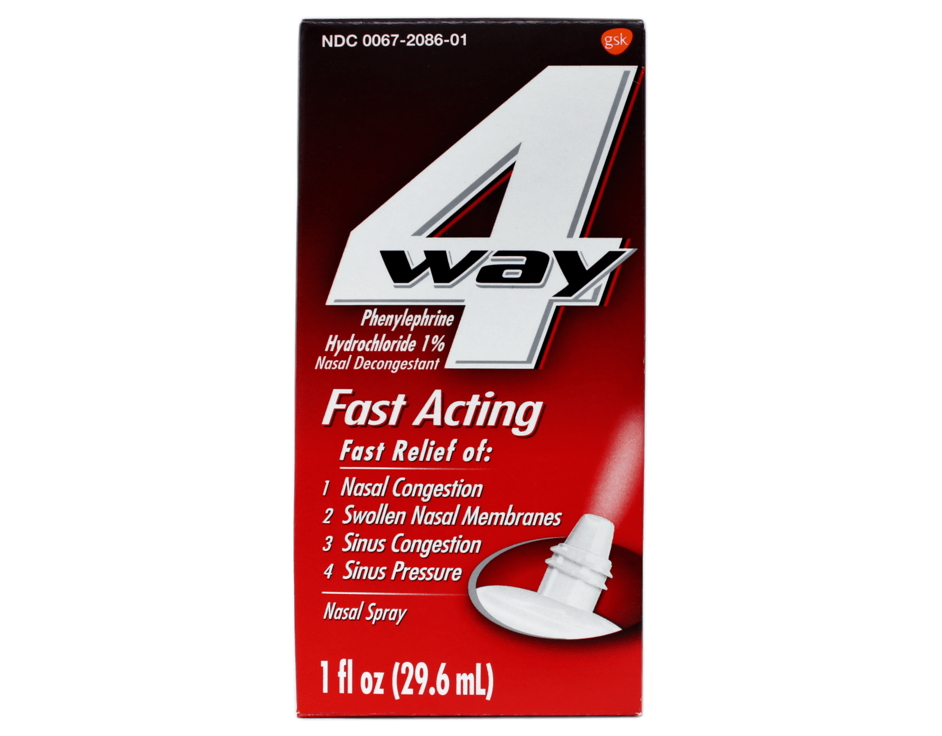 4 Way Nasal Decongestant Nasal Spray, Fast Acting, 1Ounce (29.6 ml