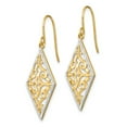 thumbnail image 2 of 14k Yellow Gold with Rhodium with  RH Diamond Shape Filigree Wire Dangle Earrings, 2 of 7