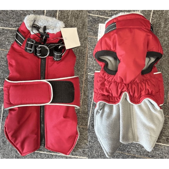 Kuoser Dog Winter Coat,Waterproof Dog Jacket with Adjustable Buckle Hook & Loop for Small Medium Large Dogs, Red, M
