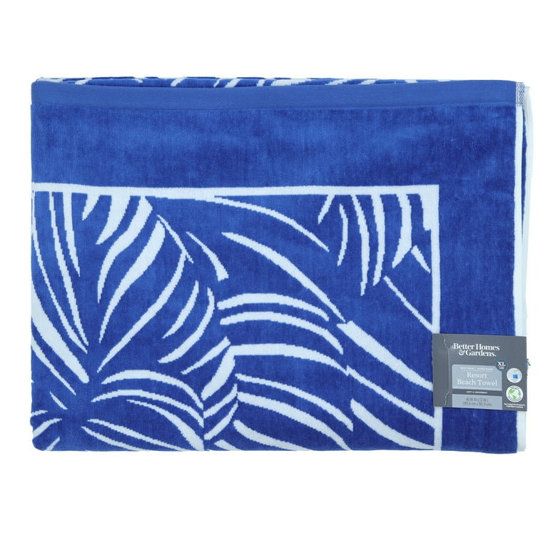 Better Homes Gardens Extra Large Oversized Cotton Blend Navy Leaf Print Resort Beach Towel 40 x 72 Walmart