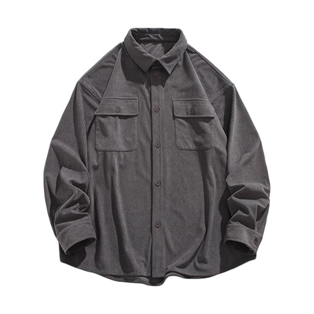 Snorda Chemise Blouse Homme Décontractée Mode Col Rabattu à Boutons Manches Longues