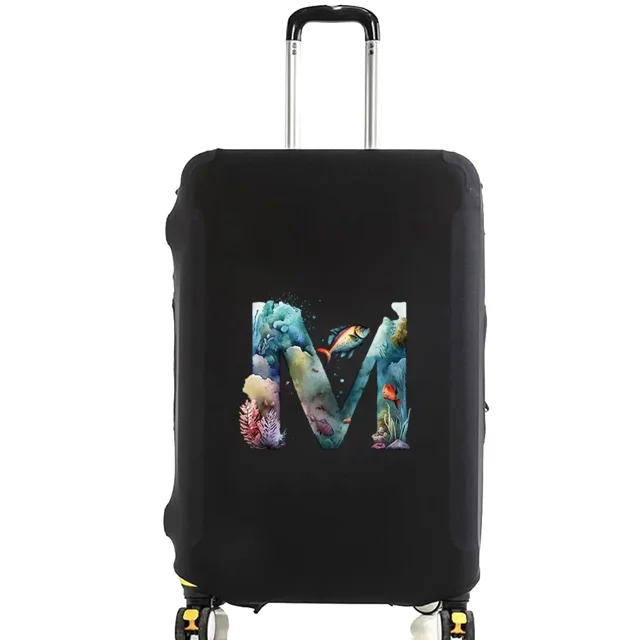 Luggage Covers Protective Cover Travel Luggage Scratch Proof Dust Cover Reusable Dust Cover Washable Fish Letter Print Pattern 8fish letter M L