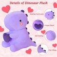 thumbnail image 4 of Peluche de dinosaurio SQEQE de peluche con corazón, 50 cm, color morado, 4 of 8