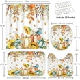 thumbnail image 2 of Halloween Pumpkin Shower Curtain Set with Toilet Lid Cover and Non-Slip Rugs, Ghost Cat Skull Cute Fall 4 Pcs Shower Curtains for Bathroom, Trick Treat Bathroom Decor Accessories Set, 2 of 7