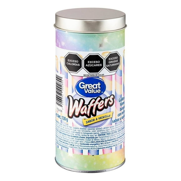 Galletas Great Value waffers sabor a vainilla 130 g