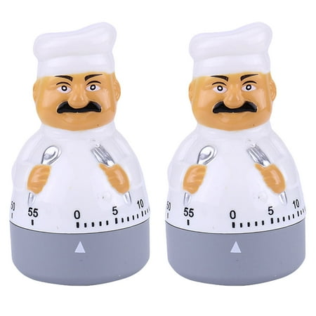 

NUOLUX 2Pcs Kitchen Timers Manual Mechanical Cartoon Chef Shape Kitchen Timers (White)