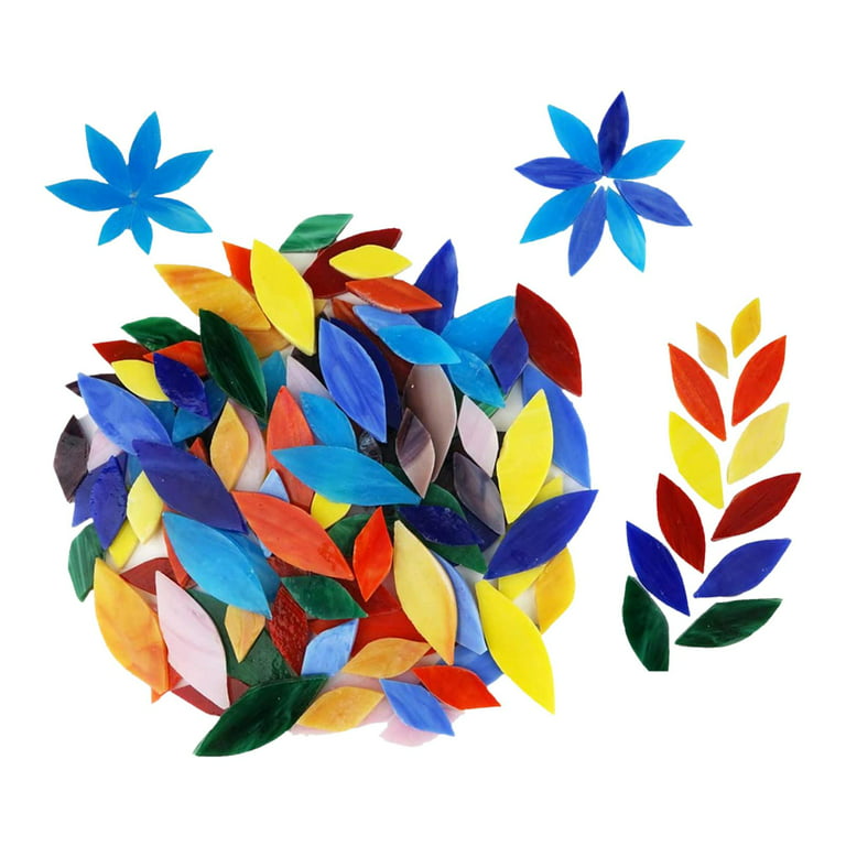 100x Mosaic Tiles for Crafts Bulk Stained Glass Supplies Crafts Petal Leaves Mosaic Stained Glass Pieces for Home Decoration or Crafts, Size: 0.32 cm