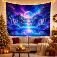 thumbnail image 3 of Planet Rising Above Rainbow Waterfalls and Lake, Mystical Fantasy Style for Space Lovers, Galaxy Wall Art, Housewarming Gift, Tapestry Wall Hanging for Bedroom and Dorm, 3 of 7