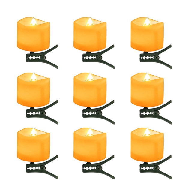 9Pcs/Set Tealight Flicker Candles with Clips Wave Edge Decorative Timer Function Flickering LED Candle Light for Christmas