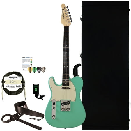 Sawtooth Classic ET 60 Ash Body Left-Handed Electric Guitar with Hard Case and Accessories, Surf Green