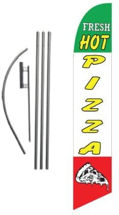 15' Feather Banner Swooper Flag Kit with pole+spike Fresh Hot Pizza new 