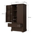 thumbnail image 4 of Aiho 47" H Pantry Cabinet with 2 Doors and 1 Drawer, Solid & Sturdy, Storage Cabinet for Entryway, Kitchen - Brown, 4 of 9