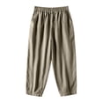thumbnail image 2 of Maqroz Linen Capri Pants for Women Loose Fit Harem Style Elastic Waist Casual Cropped Trousers with Pockets Breathable Cotton Linen for Summer Beach Vacation, 2 of 2