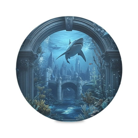 

Round Placemat Set 15.4 Inch Diameter Table Mats Heat-Resistant Decorative for Dining Tables Undersea Fantasy World